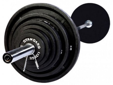 500 lb Olympic Black Plate Weight Set w/ 7 ft Bar