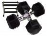 5-25lb Rubber Hex Dumbbell Set with Rack