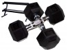 5-50lb Rubber Hex Dumbbell Set with Rack