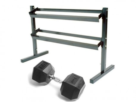 York 5-50lb Rubber Dumbbell Set with Rack