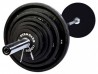 210 lb Olympic Weight Set w/ 7 ft Bar & Black Plates